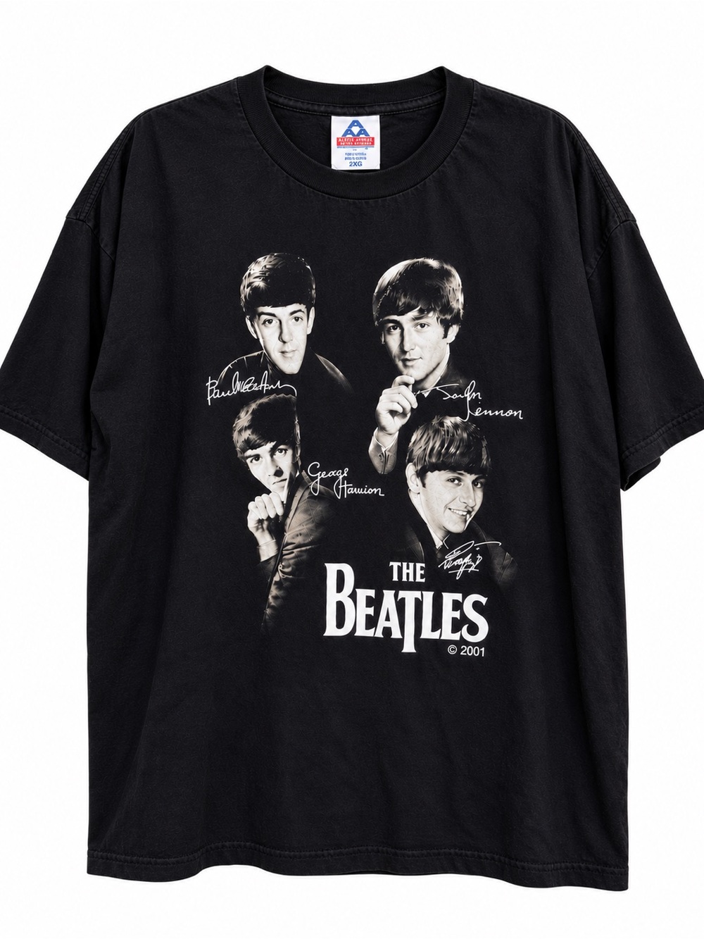 Vintage 2001 The Beatles Portrait Signature Band Tee Black 2XL #868